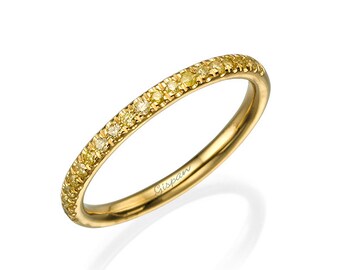 Yellow Diamonds Ring, Eternity Ring, Row Ring, Wedding Ring, Anniversary Ring, Promise Ring, Eternity Band, Wedding Band, Yellow Gold Ring