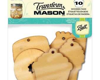 10 Pack Sweet Treats Mason Wooden Tags - Gift Tags, Jar Tags, Favor Tags, Wood Tags