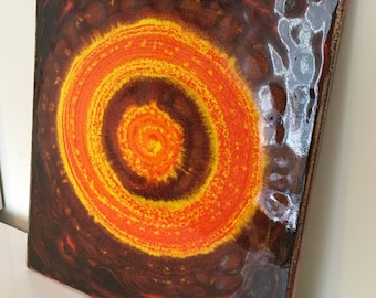 Renée Neue Op Art, Psychedelic Wall Tile, signed and dated (Hutschenreuther Hartkeramik)