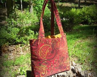 Red Paisley Romance Tote Bag