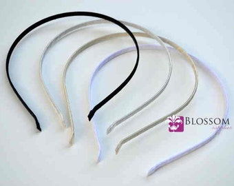 Satin Wrapped Metal 5mm Headbands - DIY supplies U Pick Colors - Headband Supplies Wholesale - Satin Ribbon Covered - Baby Girl