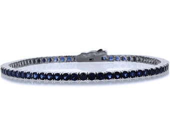 2.5mm 14K White Gold 3.6 ct Simulated Sapphire Cubic CZ Tennis Bracelet 7.25in(CLB013RD25WG-BS)