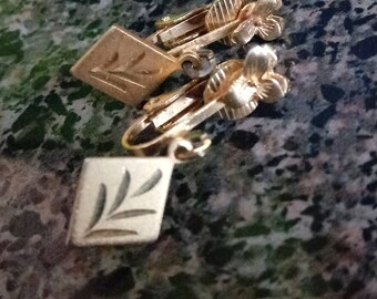 1950s Gold Diamond Leaf Clip Ons