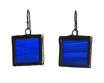 Stained Glass Earrings- Blue Glass Earrings