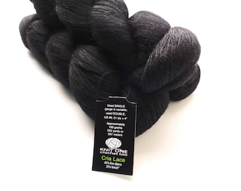 Knit One Crochet Too Cria Lace Yarn, Ebony 990 Black, Alpaca and Tencel Blend, Lace Weight Yarn, Black Lace Yarn, Tencel Yarn, Alpaca Blend