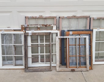 Vintage Farm Windows Multi-Pane Chippy Paint