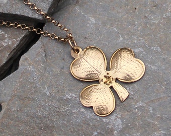 Vintage 1960's 9CT Gold Shamrock Three Leaf Clover Pendant Charm