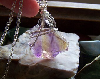 Ametrine Purple and Gold Natural Crystal Pendant