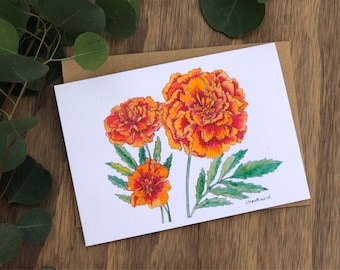 Marigolds Watercolor & Ink