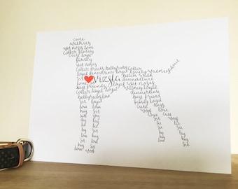 A4 Vizsla Personalised Wall Art, vizsla gift, vizsla, vizsla owner, vizsla home decor, vizsla dog, vizsla art, vizsla drawing, vizsla dogs