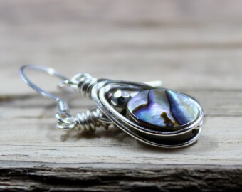 Love Knot Earrings / Handmade Earrings / Abalone Jewelry
