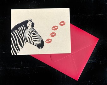 Zebra Kiss note card