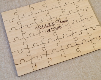 Wedding Guest Book Puzzle, Guest Book Alternative, Personalized Puzzle, Sign in Puzzle, Wooden Puzzle for Wedding