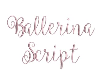 Ballerina Script embroidery font formats bx, dst, exp, pes, jef and xxx, Sizes 1, 1.5 and 2 inches, instant download