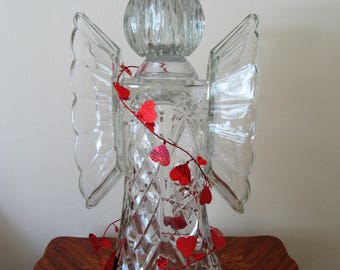 garden art glass angel, glass angel, angel sculpture, upcycled glass art, recycled glass, glass totem, garden art, gifts, garden decor