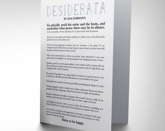 Poetic Card - Desiderata Max Ehrmann Positive Blank Greetings Card CP2036