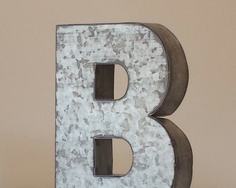 Sale 6" LARGE METAL LETTER Zinc Steel Initial Home Room Decor Signs Letter Galvanized Vintage Style Silver Monogram Alphabet Rustic Wedding