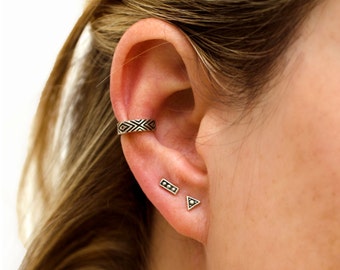 Silver Stud Earrings Sterling Silver Triangle Earrings Bohemian Jewelry - CST002SSO