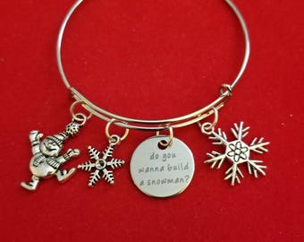 Silver Snowman Themed Charm Bracelet