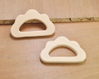 2Pcs Unfinished Wood Cloud Pendant/Beech Wooden Teether/Safe for teething/Wooden Animal Toy/ for Nursing Necklace or Bracelet