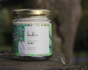 Raw Organic Shea butter Balm with antioxidant seed oils and extracts of Aloe Vera 200ml Shea butter cocoa butter