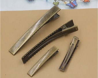 100pcs 46mm/78mm antiqued bronze 8mm Width Alligator Clip Hairpin Prong Hair Clips