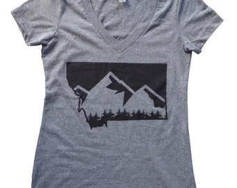 Women's Gray Montana Mountain V-neck