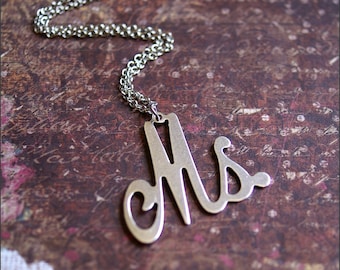 Personalized Initial Necklace LARGE 'MS' Pendant Necklace -Fun, Original, Funky Jewelry 'I'm Single' by RevelleRoseJewelry