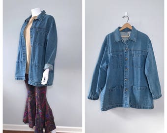 Vintage Denim Chore Coat Minimalist Jean Jacket
