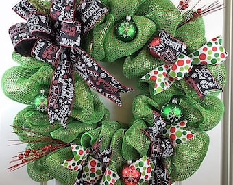 Large Christmas Wreath, Winter Wreath, Mesh Christmas Wreath, Holiday Wreaths for Sale, Christmas Gift, Mesh Wreaths for Sale, Xmas Wreath