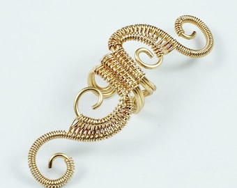 Woven Full Swirly Cuff - Gold