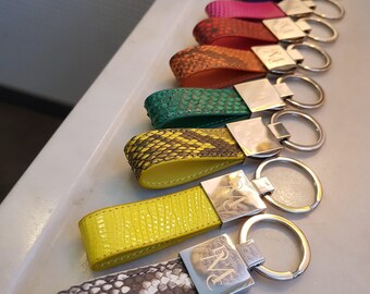 Lizard and python leather key
