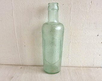 Rare green bottle Clear glass bottle Mineral water jar Drink barware Dining decor Vintage kitchen Winemaking Craft supplies Floral arranging