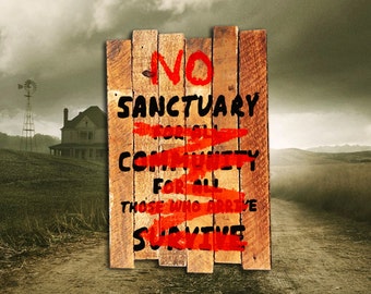AMC's The Walking Dead Terminus Map No Sanctuary Sign painting on reclaimed wood - Zombie Apocalypse