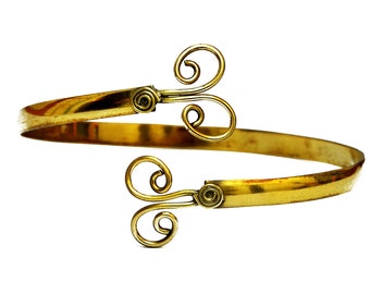 Gold Armlet, Spiral Arm Band, Gypsy Armlet, Arm Bangle, Gold Arm Bracelet, Uppper Arm Bracelet, Gold Arm Cuff, Upper Arm Cuff, Gypsy Jewelry