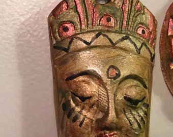 clay face pendant goddess jewelry craft supplies mask handmade spirit 1 woman blue tribal mask polymer findings doll parts head mask