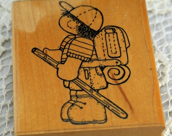 Little Boy Hiking Retired Rubber Stamp #495-AS