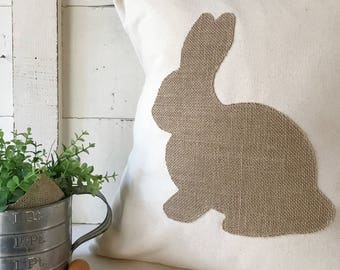 burlap bunny pillow