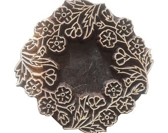 Round Floral Stamp Wood Block Stamp Indian Carved Stamp Block Print Stamp Textile Stamp Fabric Stamp