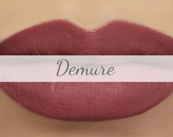 Vegan Matte Lipstick Sample - "Demure" deep nude pink natural lipstick with organic ingredients