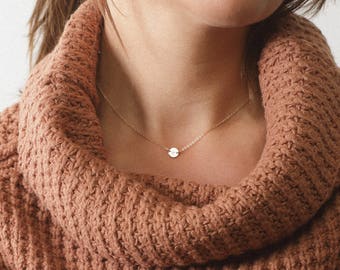 MIA Necklace • 6mm Disc Necklace • Initial Necklace, Dainty Engraved Disc Necklace, Simple Necklace, Monogram Necklace, Tiny Disc Necklace