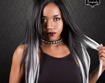 Penny Wigs Ombre Silver/Grey Dip Dyed Straight Clip-In Hair Extensions (7 pieces)