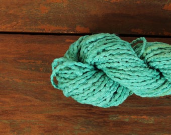 Recycled Sari silk ribbon - Turquoise Ribbon Cord 136