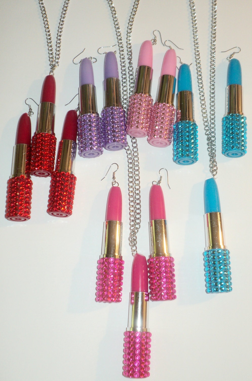 Lipstick earrings Lipstick necklaces Lipstick jewelry set