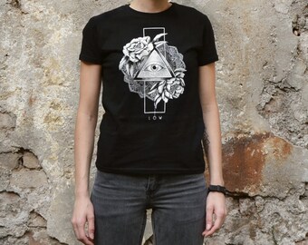 Illuminati Triangle Eye T-shirt Screenprinted Women T-shirt
