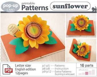 pop-up card__Pattern__sunflower_ (digital download file)