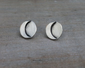 Sun and moon fine silver earrings