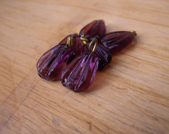 Vintage Purple Glass Drops Dangles