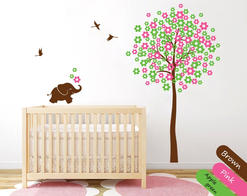 Tree Nursery decal for your baby's room with cute Birds