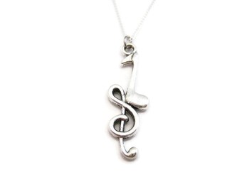 Music Note Necklace, Treble Clef Necklace, Music Necklace, Music Gift, Treble Clef Jewelry, Musicians Gifts Music Note Jewelry Music Jewelry
